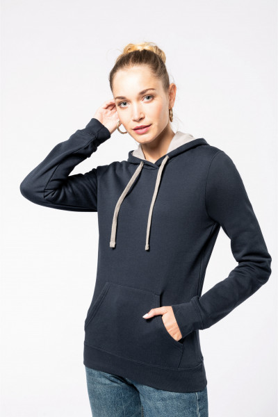 Kariban Damen-kapuzensweatshirt bicolor