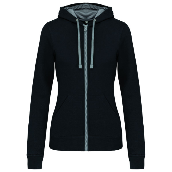 Kariban DAMEN-KAPUZENSWEATSHIRT BICOLOR mit Reißverschluss