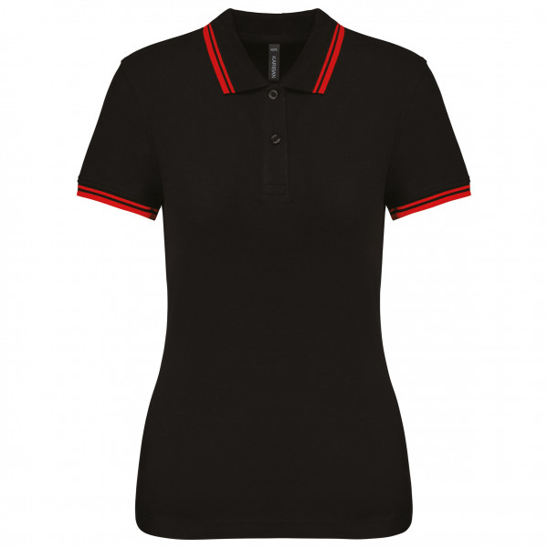 Kariban Polohemd für Damen mit kurzen Ärmeln und Streifen
