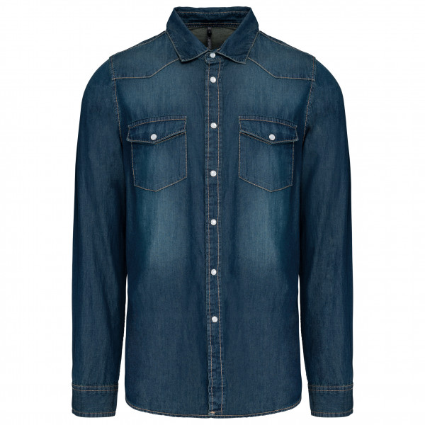 Kariban Herren denim-hemd langarm