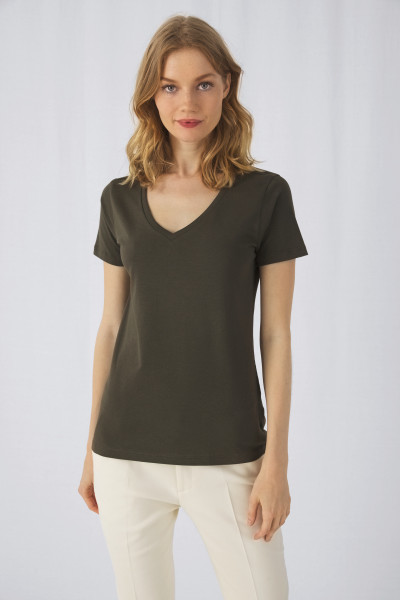 B&amp;C Ladies Organic Inspire Cotton V-neck T-shirt