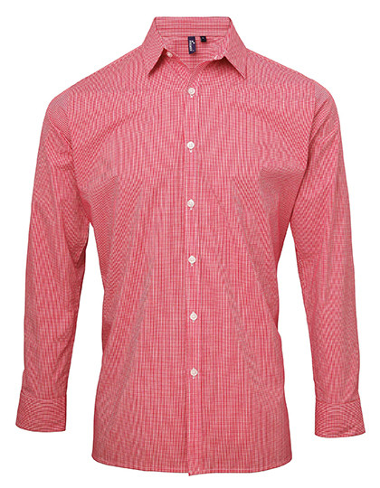 Premier Workwear Men´s Microcheck (Gingham) Long Sleeve Cotton Shirt