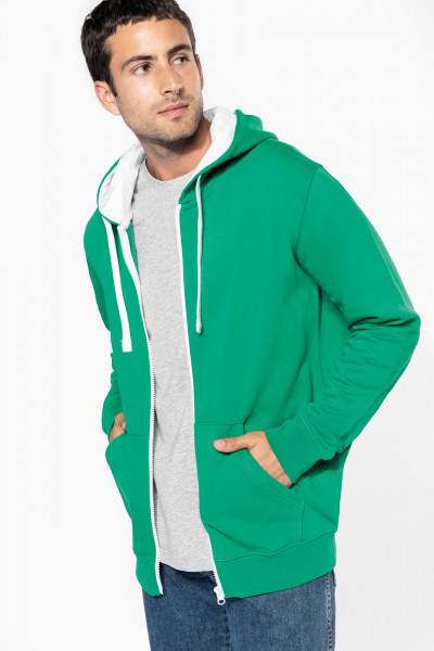 Kariban HERREN-KAPUZENSWEATSHIRT BICOLOR mit Reißverschluss