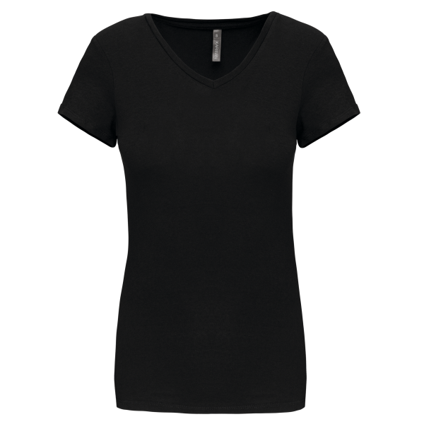 Kariban Kurzarm-Damen-T-Shirt mit V-Ausschnitt