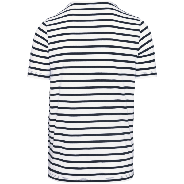 Kariban Gestreiftes Kurzarm-T-Shirt im Marine-Stil mit Tasche