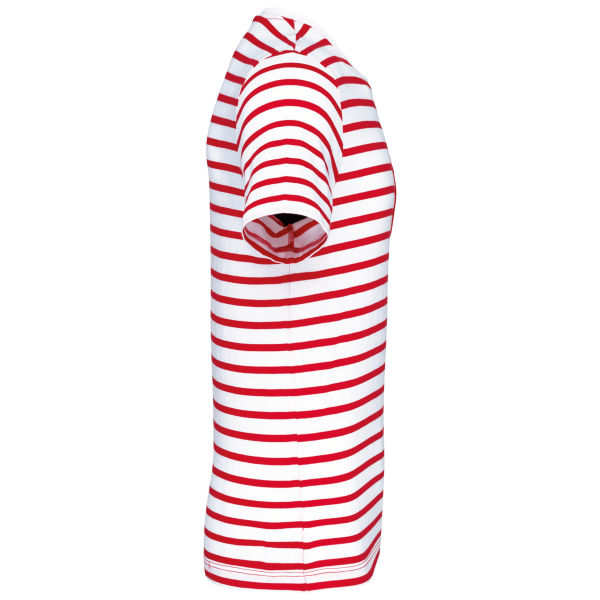 Kariban Gestreiftes Kurzarm-T-Shirt im Marine-Stil mit Tasche