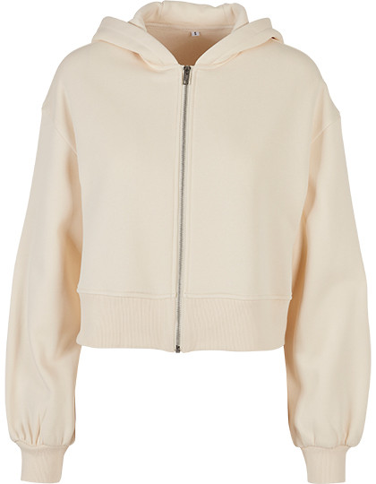 Build Your Brand Ladies Short Oversized Zip Jacket