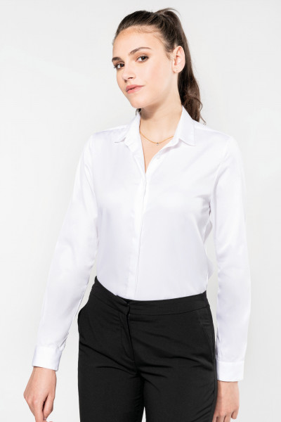 Kariban Premium Twill-Damenhemd mit langen Ärmeln