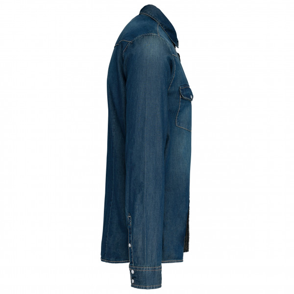 Kariban Herren denim-hemd langarm