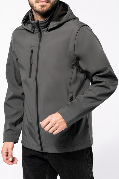 Kariban 3-lagige Unisex-Softshell-Jacke mit Kapuze und abnehmbaren Ärmeln