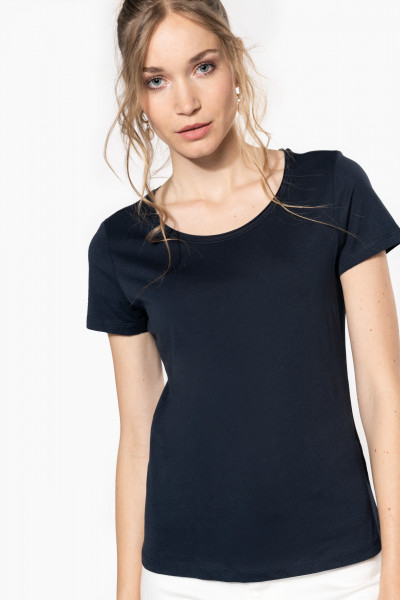 Kariban Bio-T-Shirt für Damen mit kurzen Ärmeln und ungesäumtem Halsausschnitt