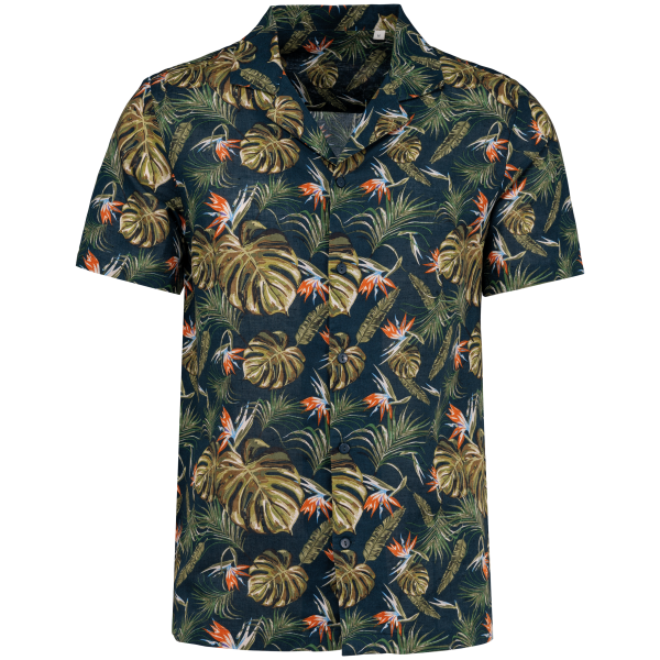 Native Spirit Umweltfreundliches Herrenhemd mit Hawaii Motiven