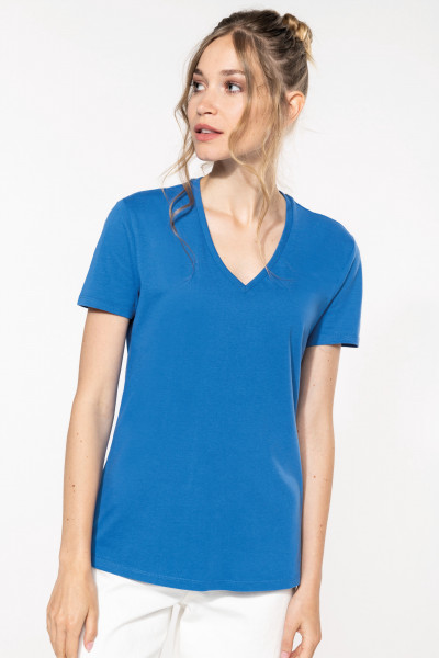 Kariban Damen-T-Shirt BIO150IC mit V-Ausschnitt