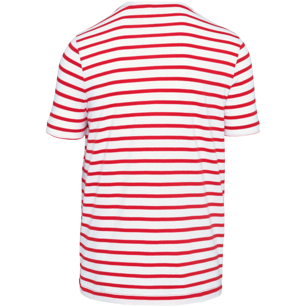 Kariban Gestreiftes Kurzarm-T-Shirt im Marine-Stil mit Tasche