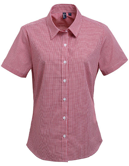 Premier Workwear Women´s Microcheck (Gingham) Short Sleeve Cotton Shirt