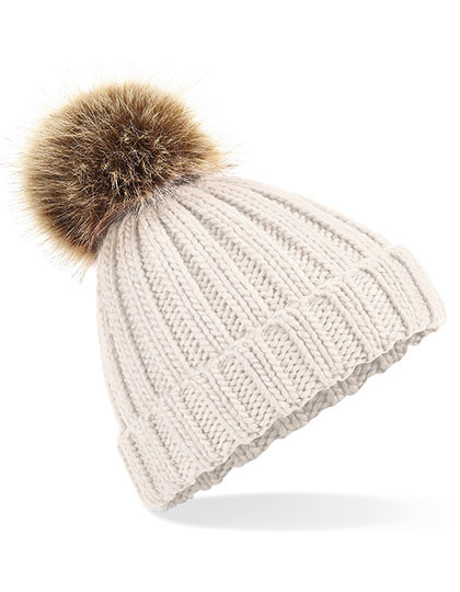 Beechfield Junior Faux Fur Pom Pom Chunky Beanie