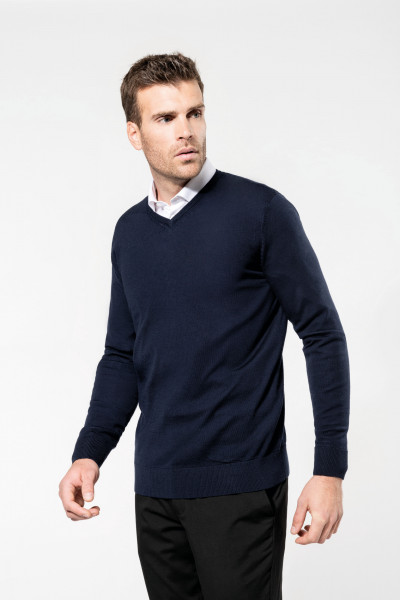 Kariban Premium Merino-Herrenpullover mit V-Ausschnitt