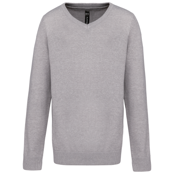 Kariban Kinder-Pullover mit V-Ausschnitt