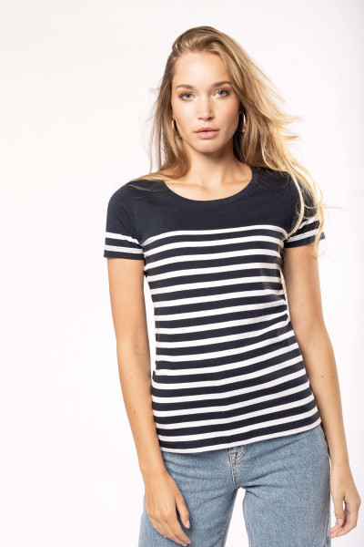 Kariban T-Shirt im Marine-Stil mit Rundhalsausschnitt Bio Damen
