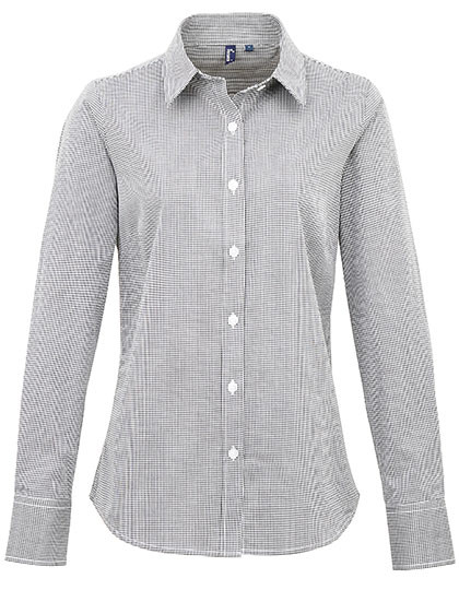 Premier Workwear Women´s Microcheck (Gingham) Long Sleeve Cotton Shirt