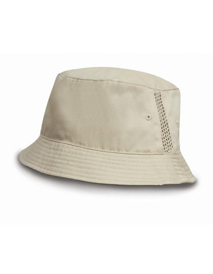 Result Headwear Deluxe Washed Cotton Bucket Hat With Side Mesh Panels